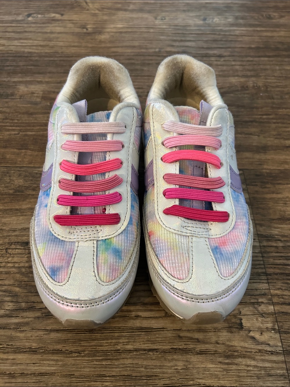 Cat & Jack Pastel Tie-Dye Sneakers with Pink Laces